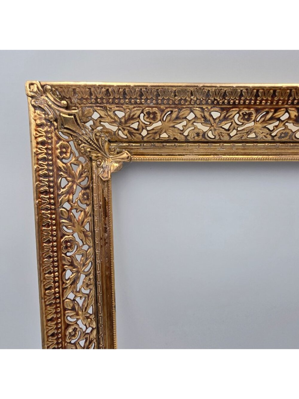Antique Gold Tone Ornate Floral Design Picture Frame 8x10" Hollywood Regency